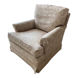Hickory Chair Arm Chair in Off White Damask For Sale