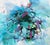 "Beach Days" Large Coastal Modern Statement Painting in Aqua and Teal With Magenta Accents For Sale