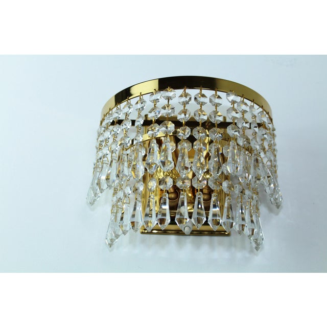 Metal Crystal & Brass Wall Light from Dotzauer, 1980s For Sale - Image 7 of 10