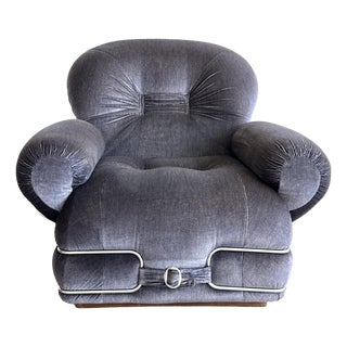 Space Age Velvet and Chrome Lounge Chair attributed to Adriano Piazzesi, Italy, 1960s For Sale