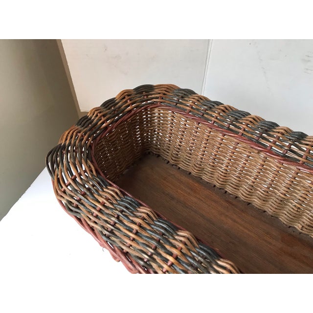 Brown Vintage Antique Woven Garden Trug Basket Planter For Sale - Image 8 of 10