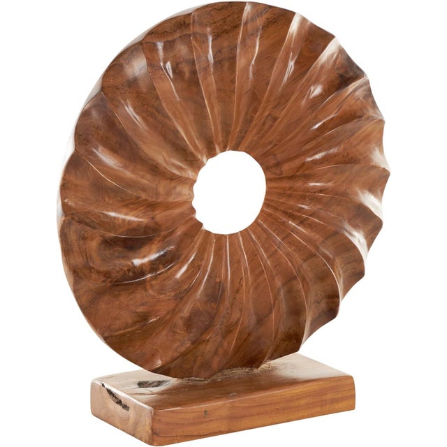 Early 21st Century Abstract Teak Wood Sculpture Modern Home Decor For Sale - Image 5 of 7