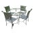 1980s Silver Powder Coated Patio Dining Table & 4 Chairs For Sale