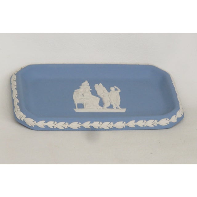 Late 20th Century Wedgwood Jasperware Blue Tray Rectangular Trinket Pin Dish Plate British 4683b For Sale - Image 5 of 14