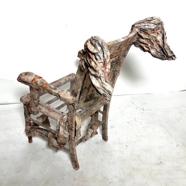 Postmodern Ann Johnson Hand Made Studio Craft Paper Maché Chair and Table Set For Sale - Image 3 of 12