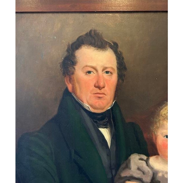Portraiture Antique 19th Century Father & Daughter Original Oil Portrait Painting c.1880 For Sale - Image 3 of 8