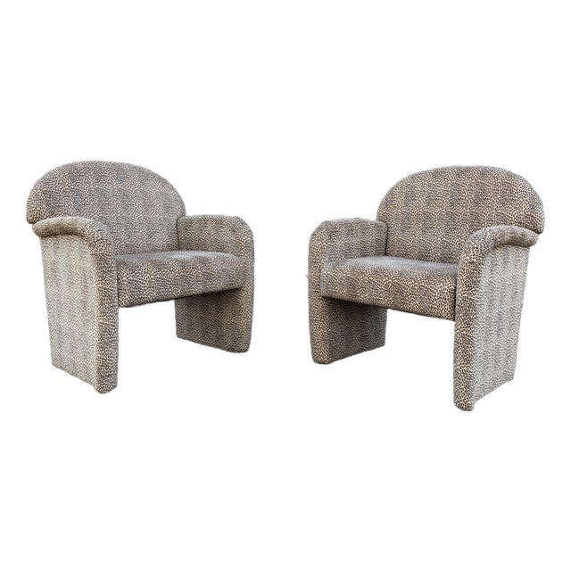 Pair of 1980s Cheetah Print Accent Club Chairs For Sale