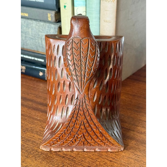 Folk Art 1990s Carved Wooden Bird Bookend, a Single For Sale - Image 3 of 7