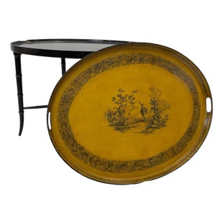 19th C. French Mustard Butlers Tray Table For Sale