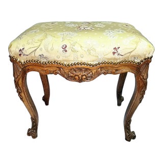 19th Century French Walnut Louis XV Style Footstool For Sale