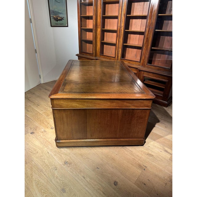 Brown Large Victorian Partners Desk in Mahogany For Sale - Image 8 of 14