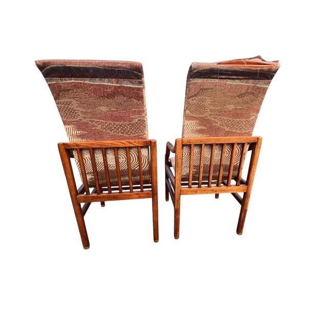 Henredon Campaign Oak Pair Armchairs For Sale In New York - Image 6 of 13