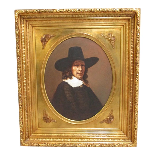 Antique Italian Gold Gilt Carved Portrait Frame Oil Painting Antique For Sale