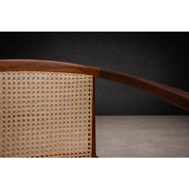 Mid-Century Modern Armchair in Hardwood & Cane, John Graz, 1950s For Sale - Image 3 of 13