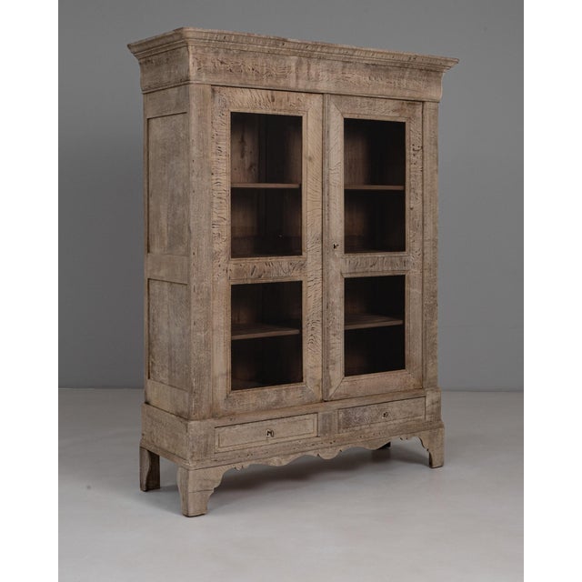 1880s French Provincial Oak Vitrine With Glass Doors For Sale - Image 11 of 18