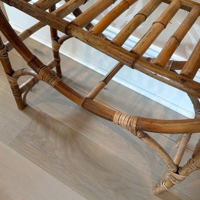 Wood Vintage Midcentury Bamboo/Rattan Circular Shelf Unit For Sale - Image 7 of 10