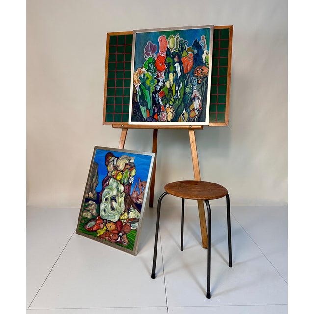 Vintage Freestanding Reversible School Blackboard with Wooden Three-Legged Stand, 1950s For Sale - Image 15 of 18