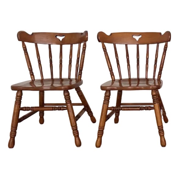 Vintage Tell City Andover Maple Spindle Back Chairs- Set of 2 For Sale