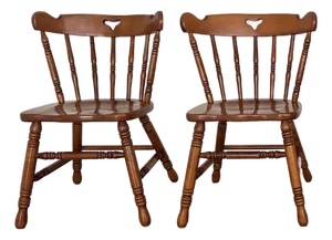 Vintage Tell City Andover Maple Spindle Back Chairs- Set of 2