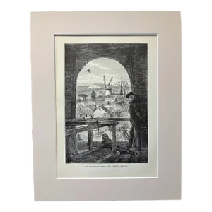 Antique 1874 Wood Engraving "East Hampton, from the Church Belfry" NY 11x14 Mat