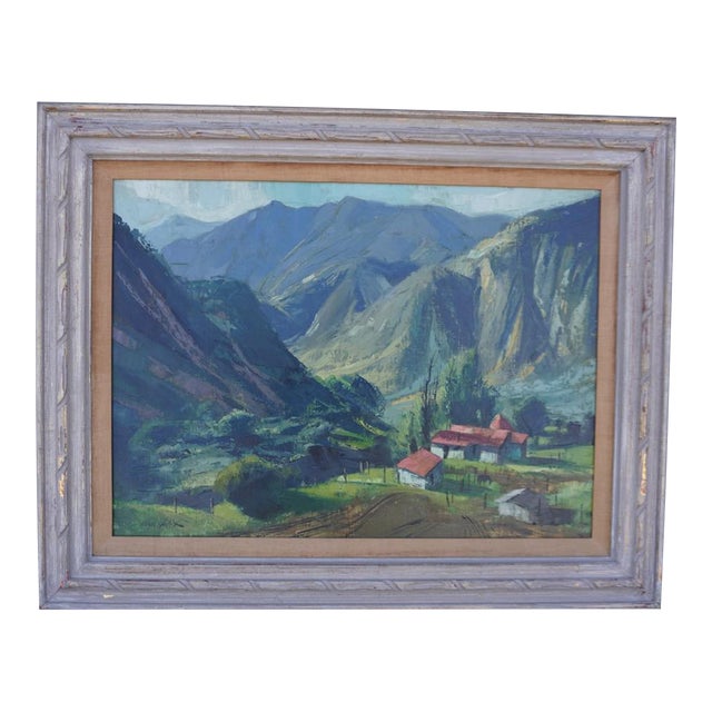Ralph Hulett Big Tujunga Homestead Oil on Canvas Painting, 1940s For Sale