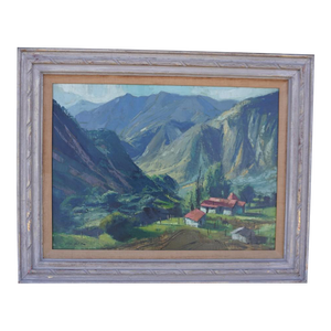 Ralph Hulett Big Tujunga Homestead Oil on Canvas Painting, 1940s