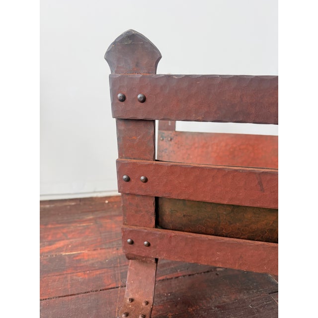 Metal Gustav Stickley Style Arts and Crafts Copper and Iron Log Holder, C. 1910 For Sale - Image 7 of 12