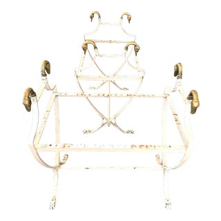 Old Hollywood Regency Brass Swan Head Benches - Set of 2 For Sale