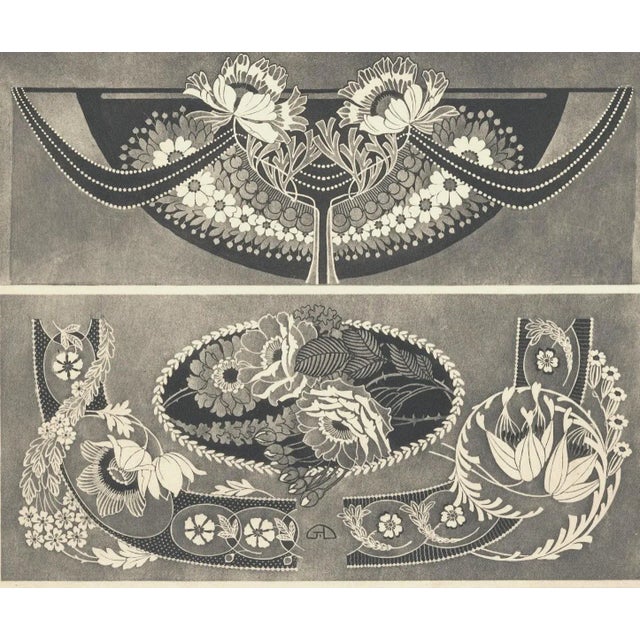 Art Nouveau C1900 Large Antique Art Nouveau Decoration Floral Lithograph For Sale - Image 3 of 4