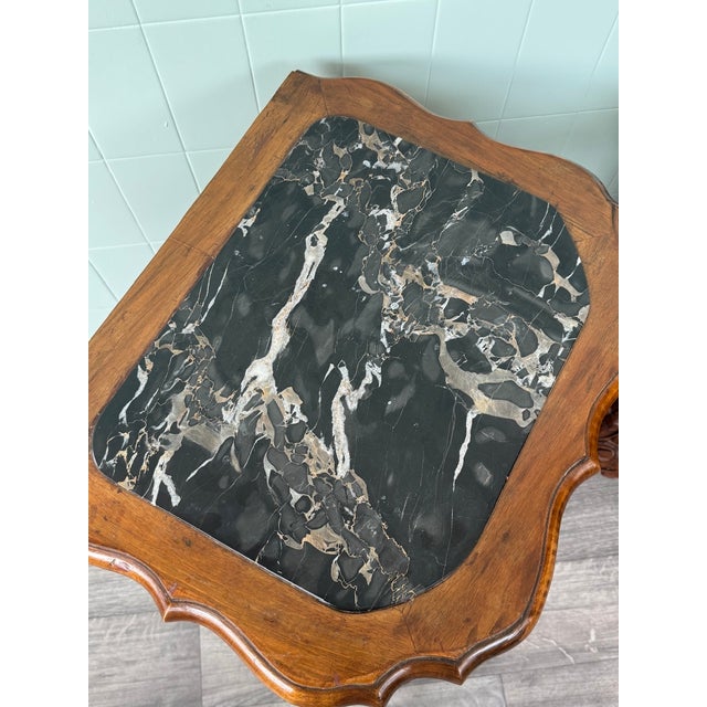 Vintage Walnut Bedside Tables with Marble Top, 1930s, Set of 2 For Sale - Image 15 of 18