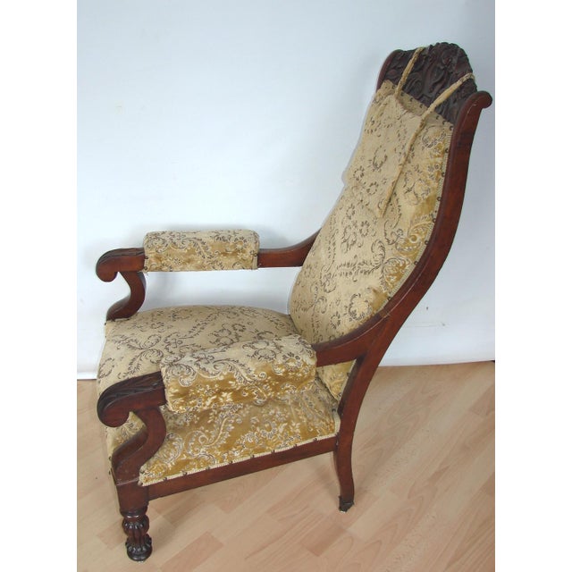 Antique Carved Walnut Armchair, Turn of the 19th and 20th Centuries For Sale - Image 13 of 16