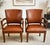 1950s Solid Walnut & Ginger Brown Leather Bankers Armchairs- Matching Pair- Gregson Mfg. Sold by Horne Desk Co. Atlanta GA...