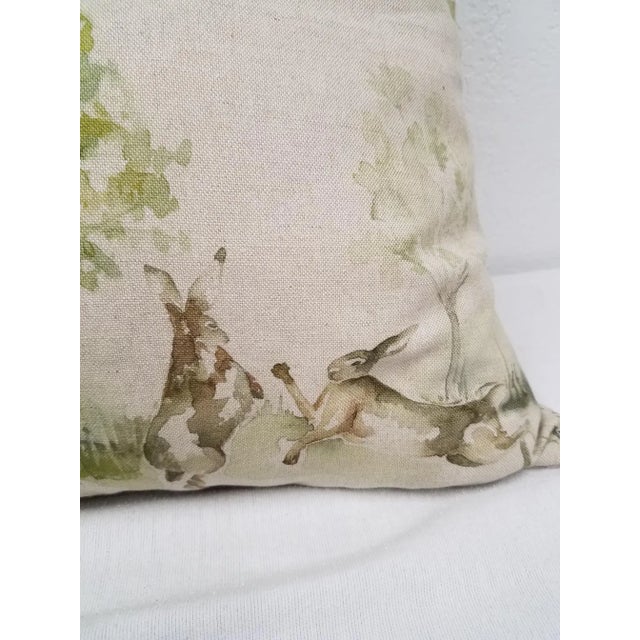 Rabbits Jumping and Playing Square Pillow For Sale - Image 4 of 9