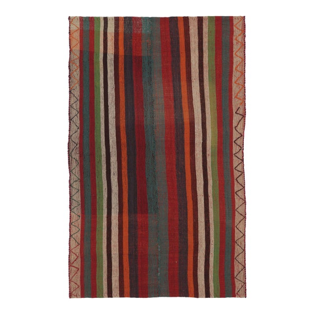 Vintage Persian Kilim, Vibrant Geometric Stripe Patterns - Rug & Kilim For Sale