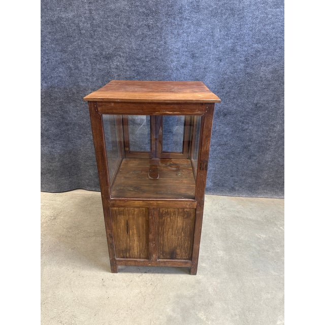 1990s Rustic Wood & Glass Display Cabinet For Sale In Boston - Image 6 of 6