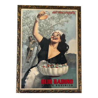 1950s Mid-Century Modern Olive Oil Poster For Sale