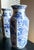 Pair of Large 17.5" Vintage Blue & White Peony Chinoiserie Vases For Sale - Image 4 of 5