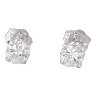 New 0.47ctw Diamond Stud Earrings 14k White Gold Round Solitaire Studs - 2 Pieces For Sale