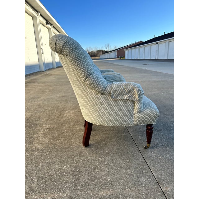 Gray 1990s Pair of Victorian Style Tufted Back Armchairs by Calico Corners For Sale - Image 8 of 12