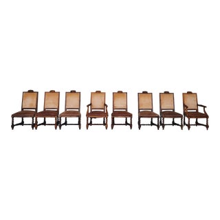 1990s Ralph Lauren for Henredon Barley Twist French Renaissance Leather Dining Chairs- Set of 8 For Sale
