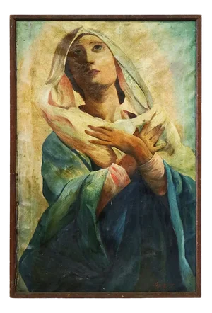 Zilia, Madonna with Hands on Her Chest, 1890s-1910s, Oil on Canvas