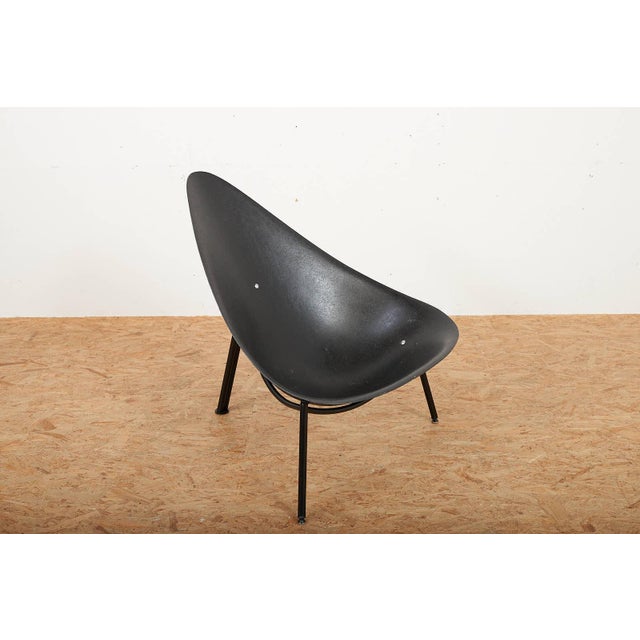 Tripod Easy Chair in Black Tubular Steel and Black Fiberglass Seat Shell by Ed Mérat for Unbekannt, 1958 For Sale - Image 5 of 14