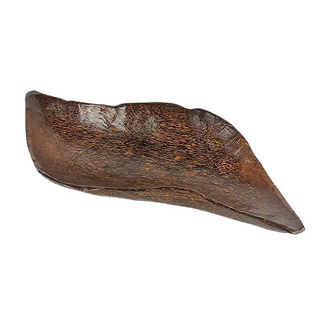 Large Brutalist Carved Palm Bowl, 1960s For Sale