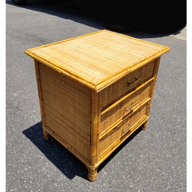 Vintage Mid Century Modern Bamboo Rattan Nightstand Chairish