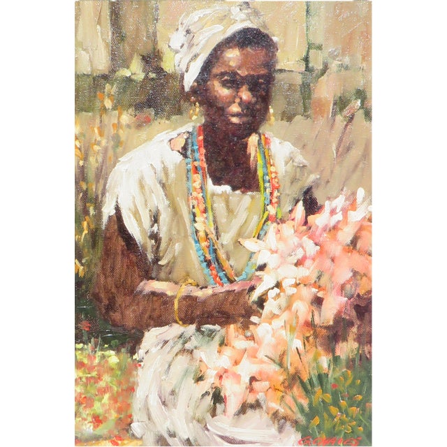 A lovely impressionist style painting by noted Brazilian artist, Glauco Chaves, commemorates the important Afro-Brazilian...