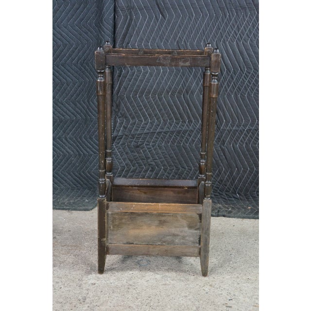 Antique Victorian Revival Mahogany 6 Slot Umbrellas Cane Walking Stick Stand For Sale - Image 11 of 17