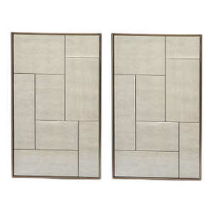 Modern Cityscape Smoked Paneled Wall Mirrors, Pair