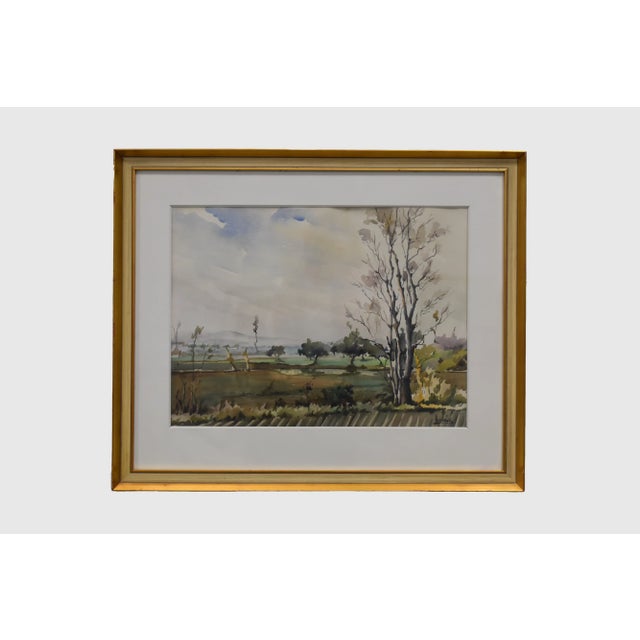 1970s Fall Landscape Watercolor Painting, Framed For Sale - Image 4 of 4