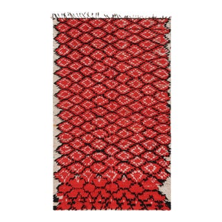 Vintage Moroccan Rug With Red, Black and White Diamond Patterns | Rug & Kilim For Sale