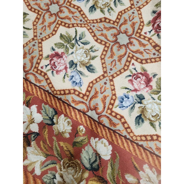 1990s Beautiful Floral Panel Needlepoint Rug 8x10 For Sale - Image 5 of 5